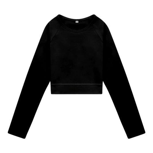 Long Sleeve Seamless Crop Top | Black