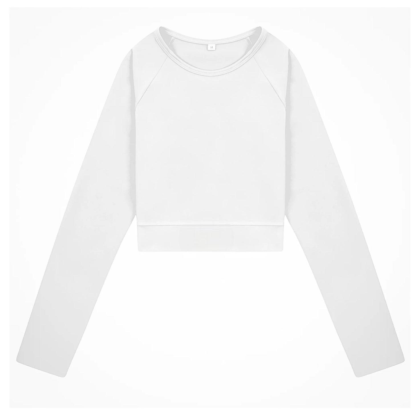 Long Sleeve Seamless Crop Top | White