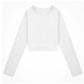 Long Sleeve Seamless Crop Top | White